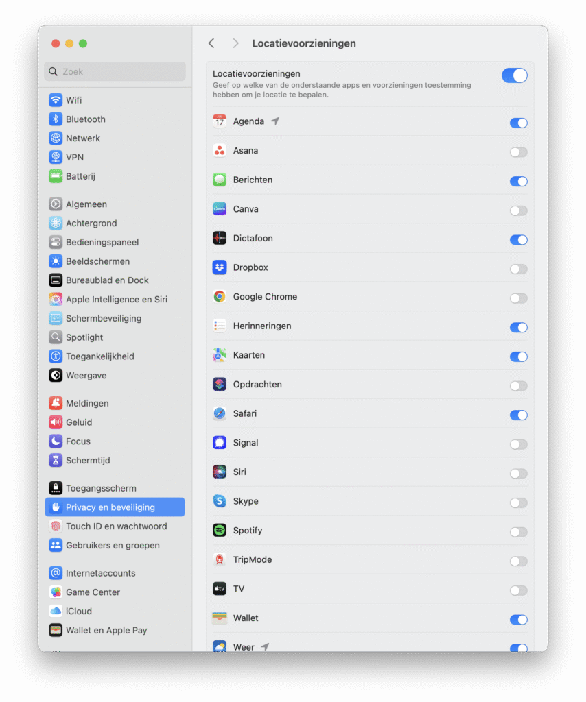 Privacy Locatievoorzieningen