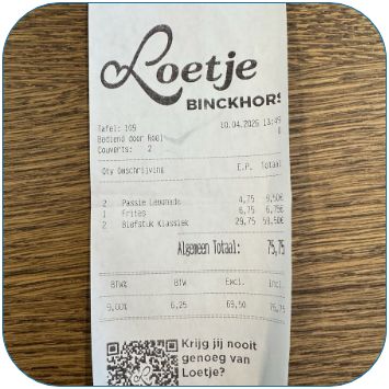 Foto van een bonnetje